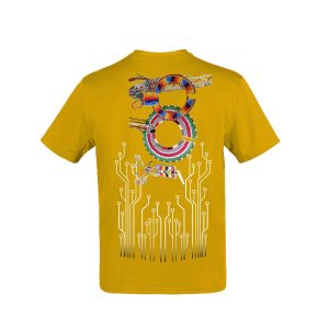 Yellow Project Trinitē t-shirt with “Tech Culture Impact” typography and Trinitē logo.